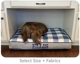 Custom Dog Bed Cushion with Buffalo Plaid, Kitchen Cabinet Furniture Cushion, Luxury Dog Bedding