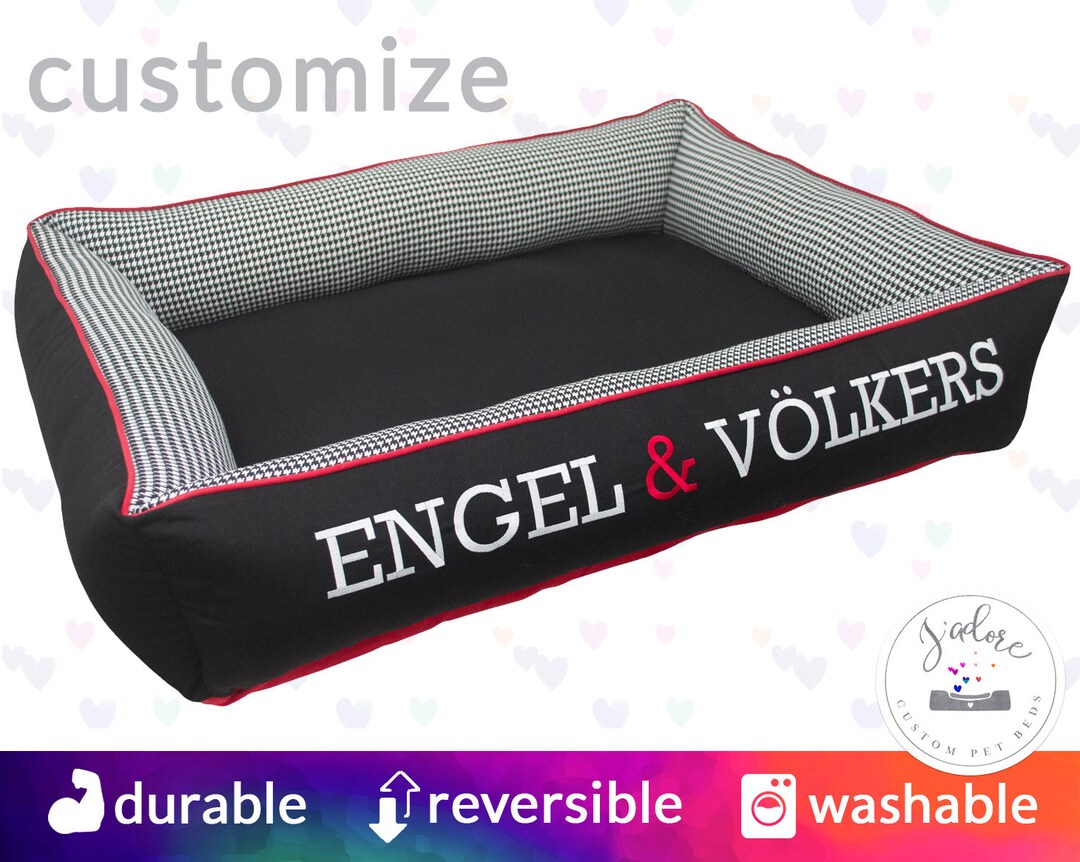 Monogrammed Dog Bed With Logo for Company Mascot Houndstooth Etsy