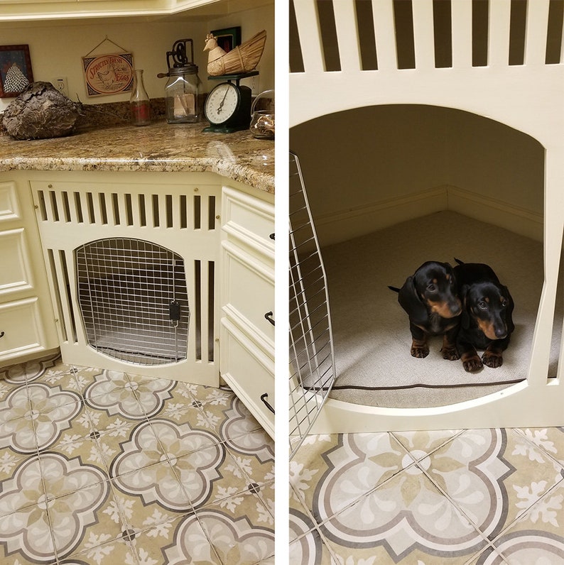 custom size cabinet dog bed for corner kitchen cabinet