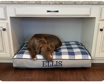 Buffalo Plaid Dog Bed, Washable Cushion with Removable Cover, Choose Size and Insert