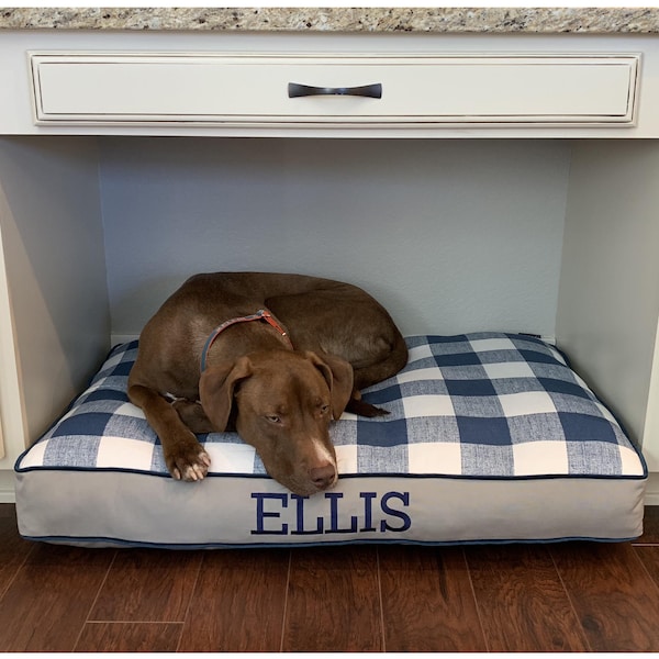 Buffalo Plaid Dog Bed, Washable Cushion with Removable Cover, Choose Size and Insert