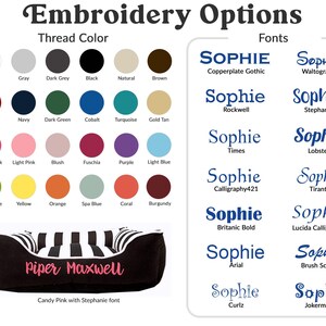 embroidery font and thread color options