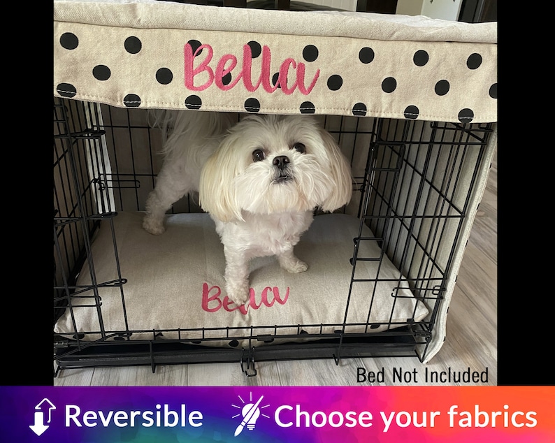 Custom Dog Crate Cover Personalized Choose 2 Fabrics and Etsy