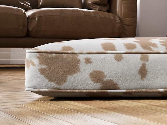 Cow Print Dog Bed, Faux Cowhide Cushion | Plush Lounge Bed with Removable Washable Cover