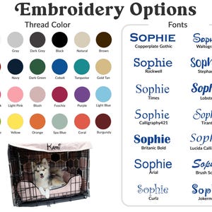 embroidery font and thread color options