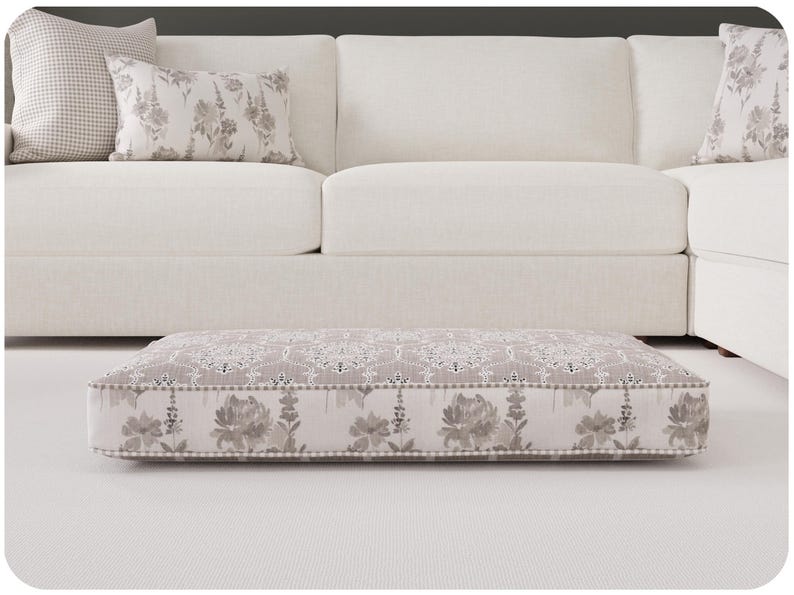 classic netural dog bed with our ecru fabric collection