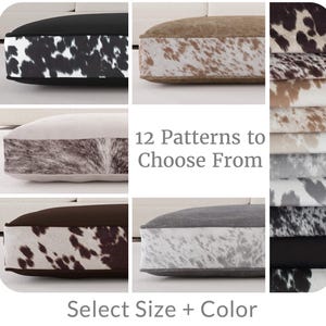 Personalized Western Cowhide Dog Bed, Washable Faux Leather Cow Print Cushion, Durable Ranch Decor