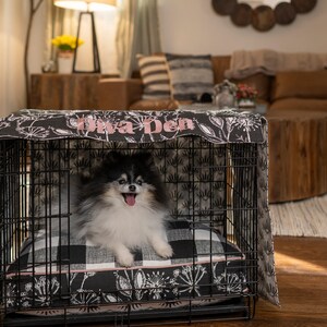 Visual Reference: Reversible Dog Crate Cover With Name Embroidery Handmade Custom Kennel