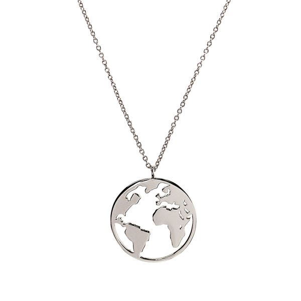 World Map Necklace / Sterling Silver Earth Pendant / Weltkarte Halskette / wanderlust jewelry / Laser Cut Globe / Pendentif Carte Monde