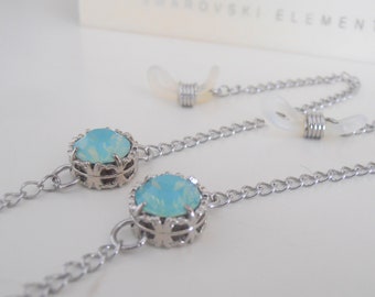 Pacific Opal Crystal Eyeglass Chain: Stainless Steel Lanyard