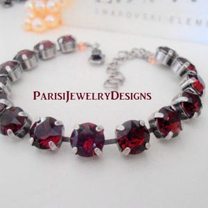 Birthstone Crystal Bracelet made with Chatons / Metal Cup Chain / Mother's day Gift / Round Setting 8mm image 4