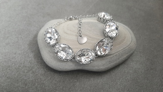 Clear Crystal Oval Chunky Filigree Bracelet • Anna Wintour
