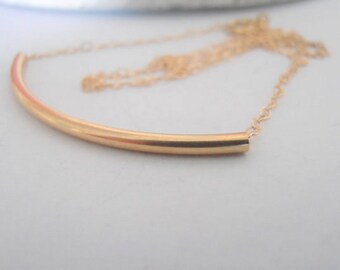 Layered Gold filled Tube Necklace / Dainty Pendant / Minimalist Charm Necklace /  Gift for her / Simple Everyday Jewelry