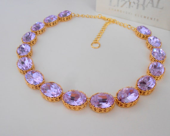 Lilac Gold Riviere Choker made with Swarovski Crystals / Anna Wintour
