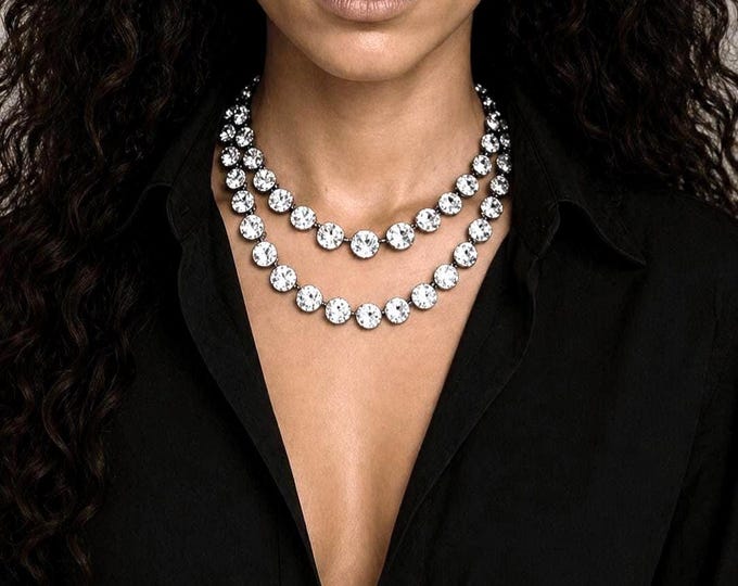 Featured listing image: Double Strand Crystal Necklace | Anna Wintour Wedding Day Jewelry Set