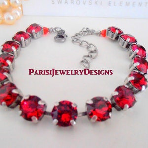 Birthstone Crystal Bracelet made with Chatons / Metal Cup Chain / Mother's day Gift / Round Setting 8mm image 2