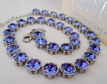 Tanzanite Crystal Necklace - Platinum Filigree Art Deco Jewelry