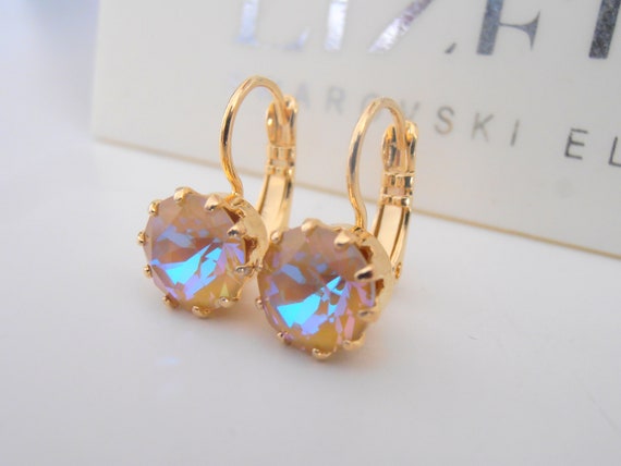 Crystal Ochre DeLite Crown Earrings w/ Swarovski / Gold Jewelry