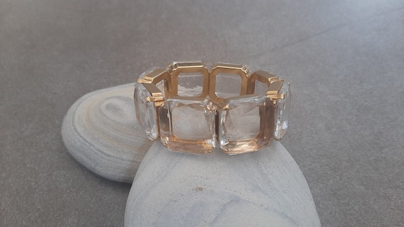 Transparent Gold Stretch Bracelet 4675 / Summer Crystal Cuff