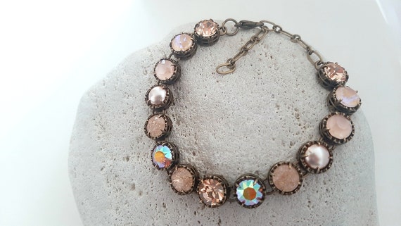 Peach Crystal Filigree Bracelet | Antique Jewelry Gifts for Mom