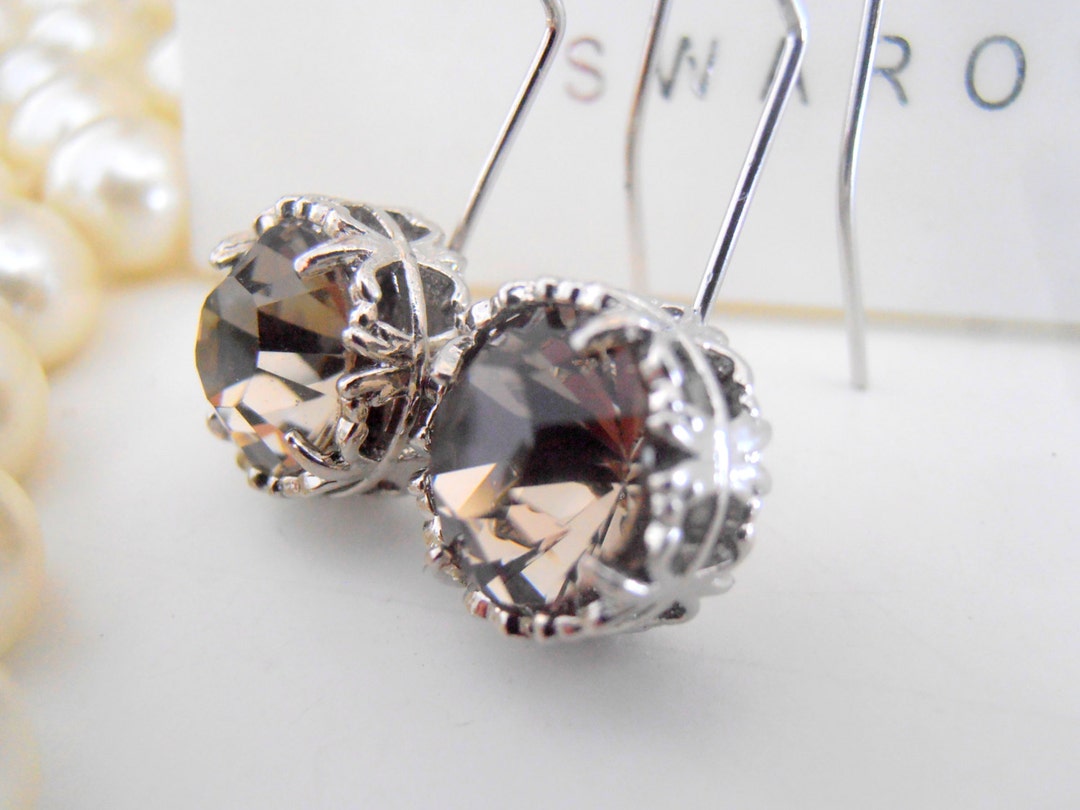 Unique Drop Earrings, Dangle Hook Earring Set, Art Deco Style Platinum ...