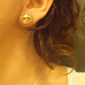 Golden Shadow Gold Oval Earrings / Filigree Studs / Pierced Post / Wedding Jewelry / Bridal image 5