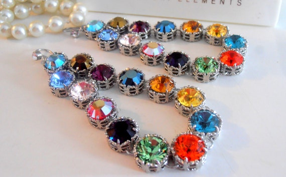 Long Multicolor Dangle Chandelier Earrings, Art Deco Girlfriend Gift