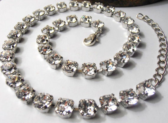 Handmade Diamond Tennis Necklace made with Swarovski Elements