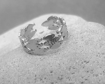 Adjustable Stainless Steel Fish Ring, Summer Ocean Jewelry