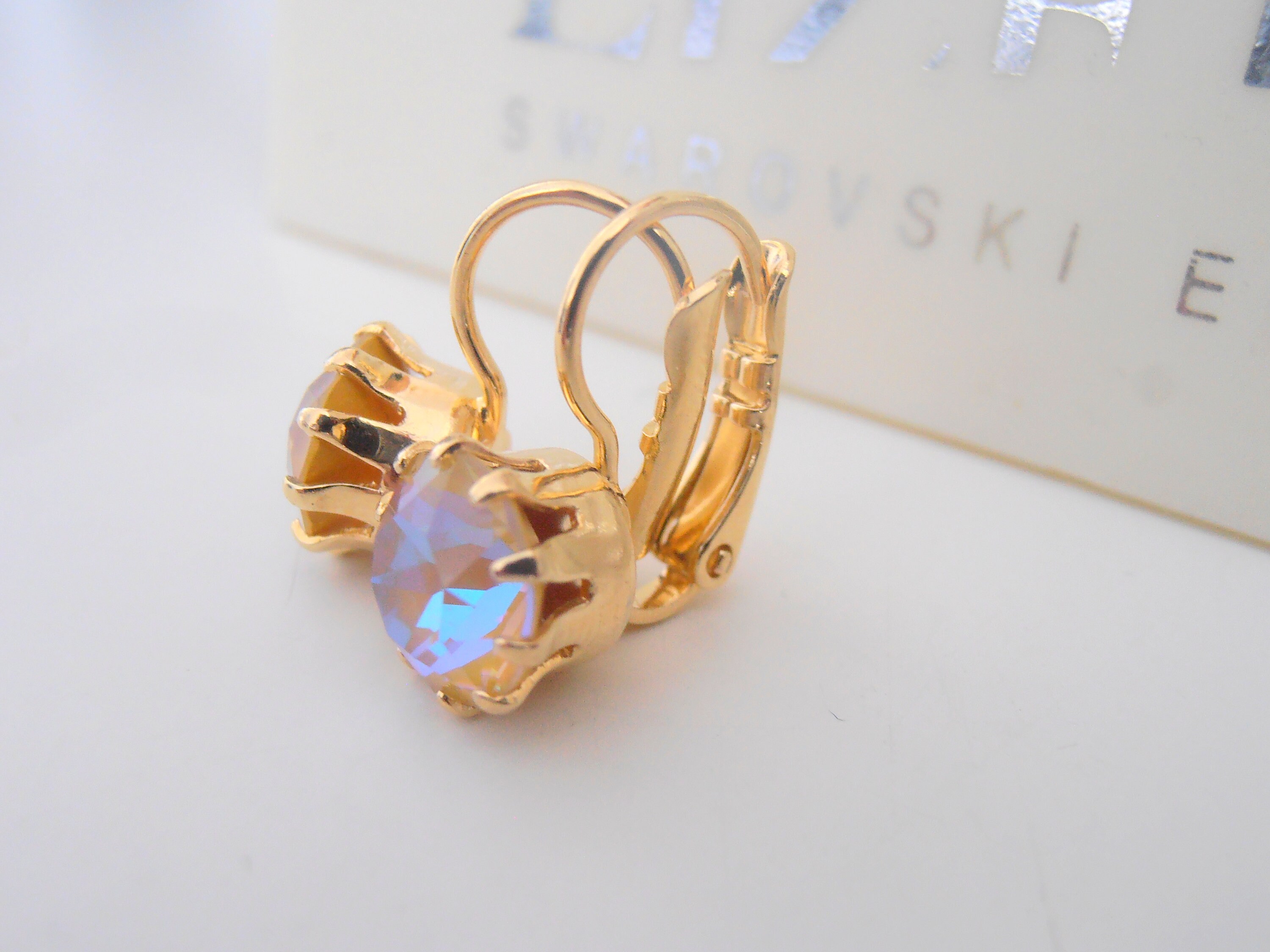 Crystal Ochre DeLite Crown Earrings w/ Swarovski / Gold Jewelry