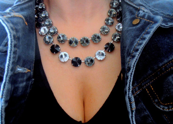 Anna Wintour Gray Crystal Choker Necklace