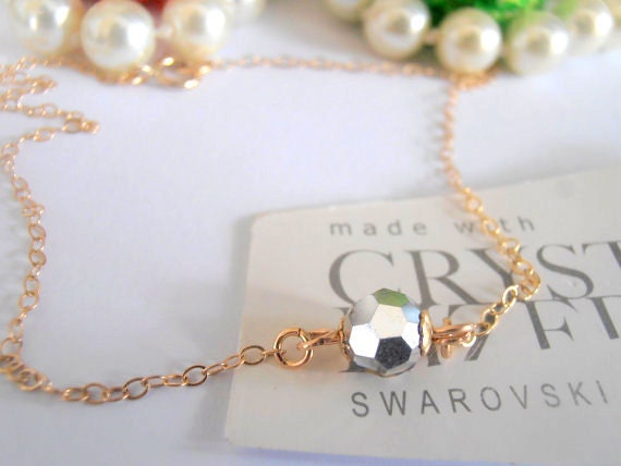 Minimalist Gold fill Beaded Chain Anklet, Foot Jewelry, Sandal Charm Bracelet, Crystal Summer Accessories