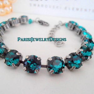 Birthstone Crystal Bracelet made with Chatons / Metal Cup Chain / Mother's day Gift / Round Setting 8mm image 3