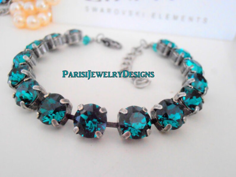 Birthstone Crystal Bracelet made with Chatons / Metal Cup Chain / Mother's day Gift / Round Setting 8mm image 3