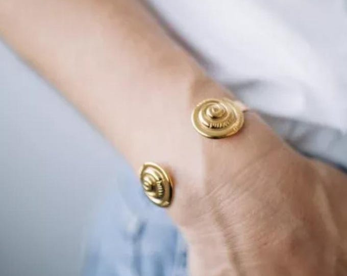 Featured listing image: Gold Spiral Cuff Bracelet – Greek Inspired Adjustable Bangle Stainless steel