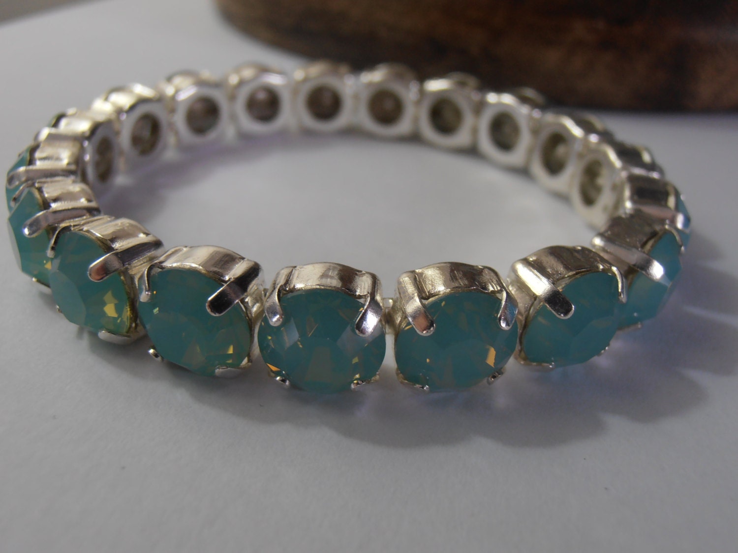 925 Sterling Silver Cuff Bracelet w/ Swarovski Crystals / Women Gift ...