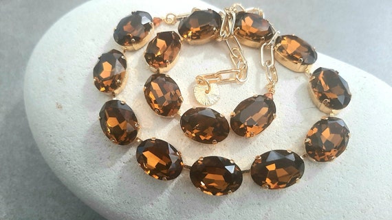 Smoked Topaz Riviere Choker Necklace in Gold, Anna wintour Jewelry