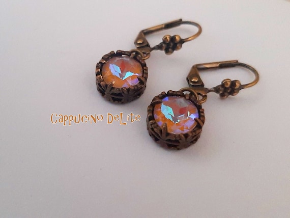 Cappucino DeLite Dangle Bronze Earrings / Antique Jewelry