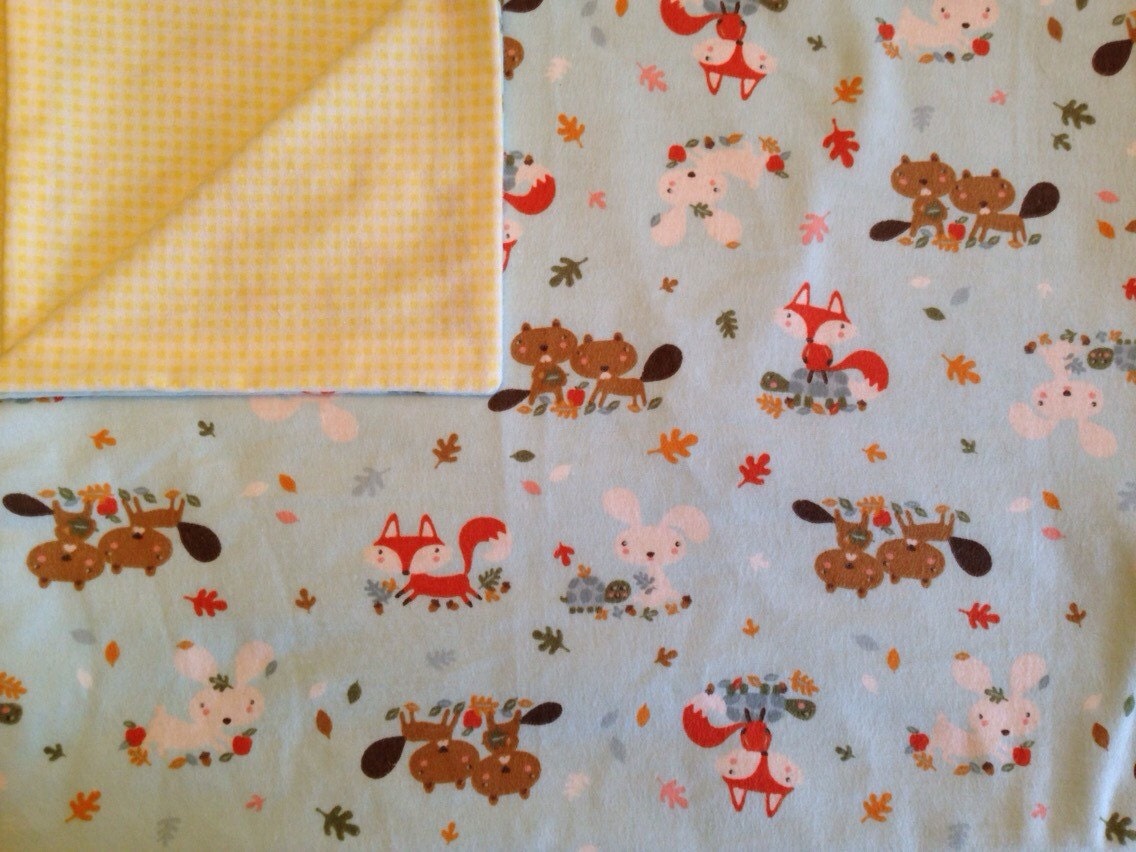 Large Baby Blanket Receiving Reversible Woodland Animals Etsy