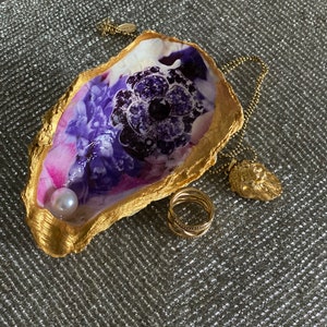 Elegant Purple Jewel Oyster Trinket Tray / Jewellery / Ring Dish Holder
