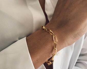 Gold chain bracelet,thick chain bracelet,silver chain bracelet,link chain bracelet,gold paperclip chain bracelet,gold link chain