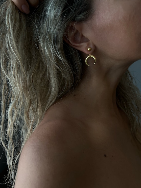Silver moon ear jackets
