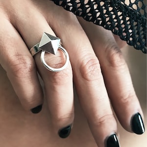Sterling silver ring,minimalistic ring,simple ring,simple silver ring,pyramid ring,solitaire ring,boho ring,every day ring,casual ring