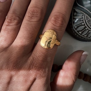 Gold scarab ring,gold scarab beetle ring,hieroglyphics ring,gold Egyptian scarab ring,alchemist ring,solid silver 925,silver scarab ring