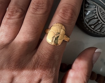 Gold scarab ring,gold scarab beetle ring,hieroglyphics ring,gold Egyptian scarab ring,alchemist ring,solid silver 925,silver scarab ring