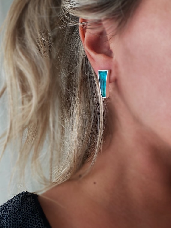 Crystal earrings , silver earrings with chrysoprase earrings