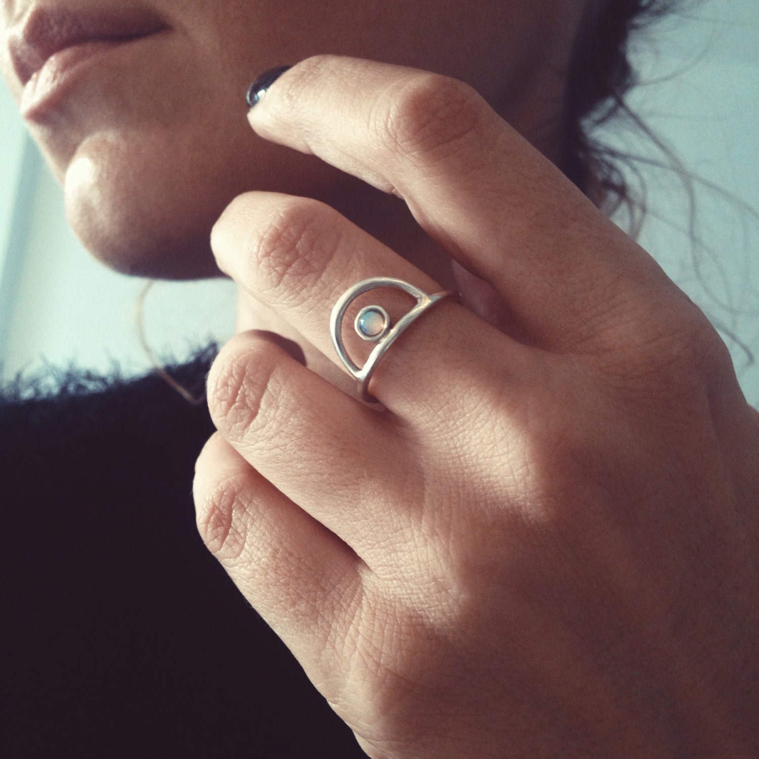 Ethiopian Opal Ring 925 sterling silver Simple Ring