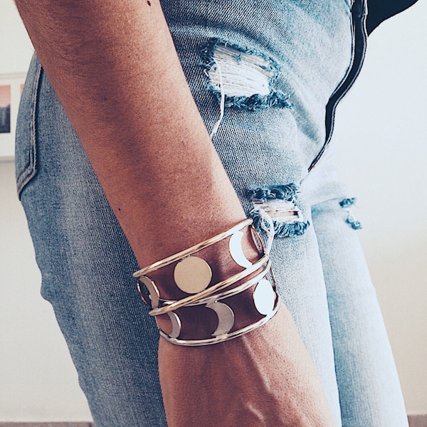Moon Phases Cuff Bracelet: Sterling Silver