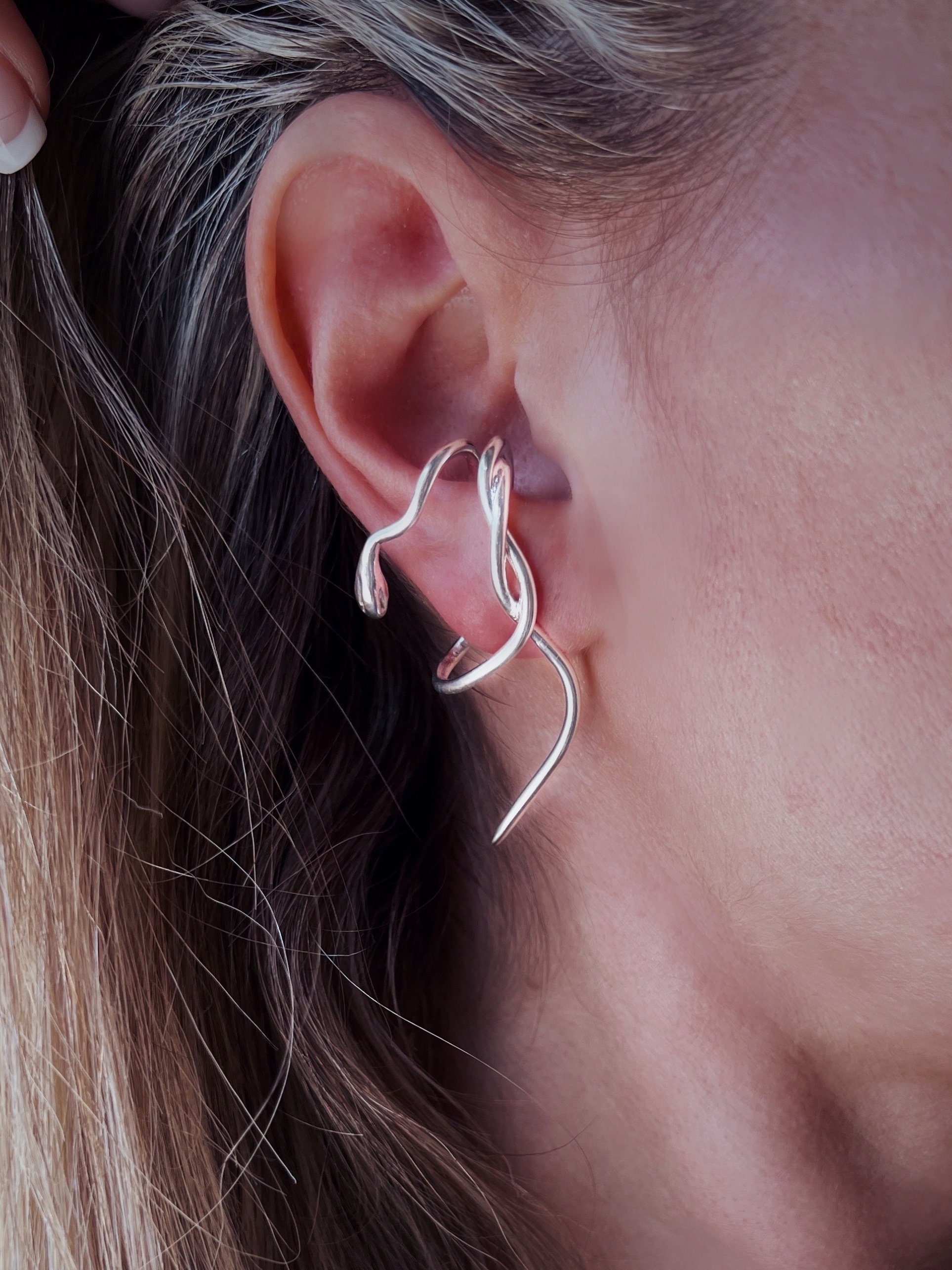 Silver snake ear cuff deals