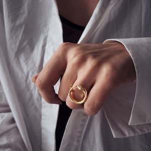 Ouroboros Ring: Gold filled silver Alchemist Serpent Jewelry
